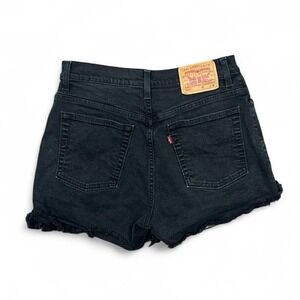 Levi's 550 Black Denim Cut Off Shorts Women's 12 Raw‎ Hem